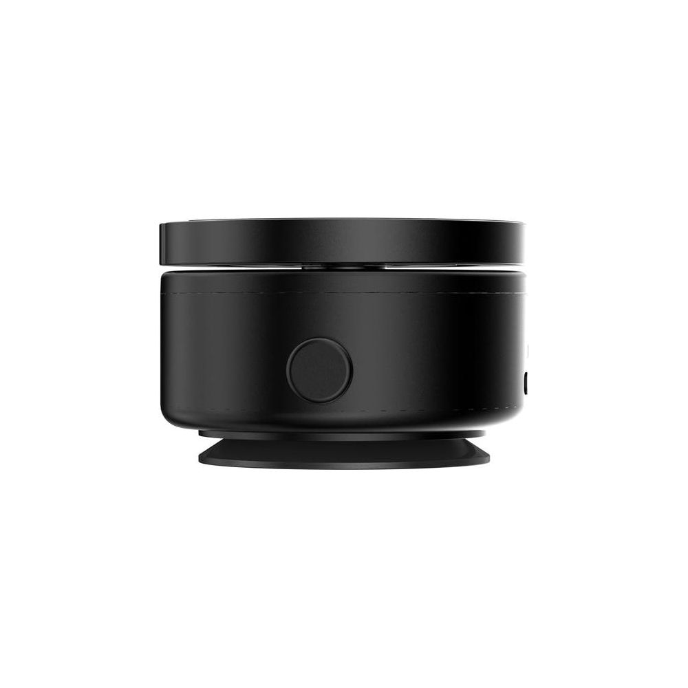 Czarny, cylindryczny przedmiot z kółkiem i przyssawką.