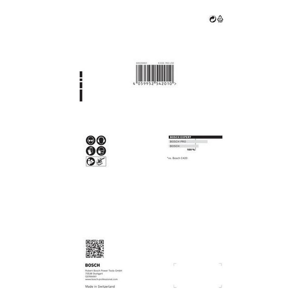 BOSCH EXPERT-Verpackung mit Barcode, Symbolen und Produktinformationen.