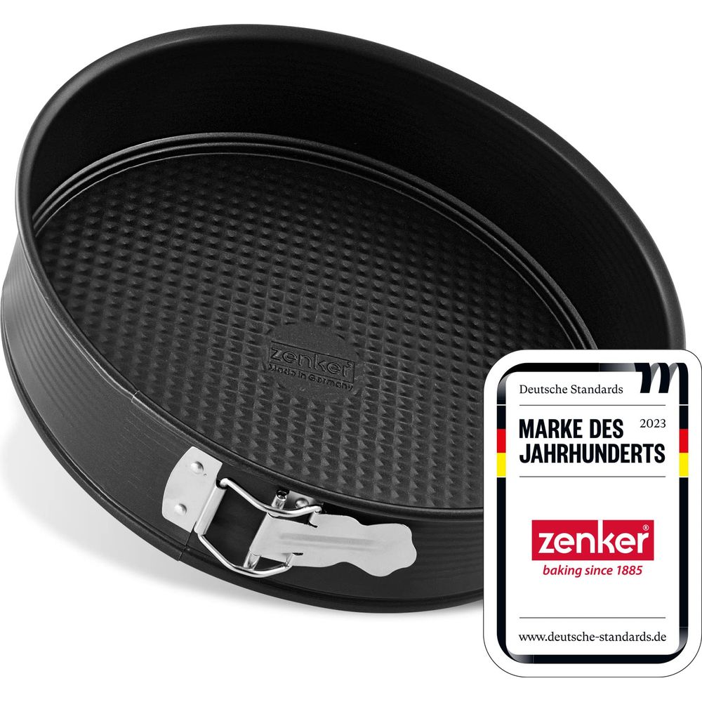 Un moule à manqué Zenker noir avec fermeture à boucle et un sceau.