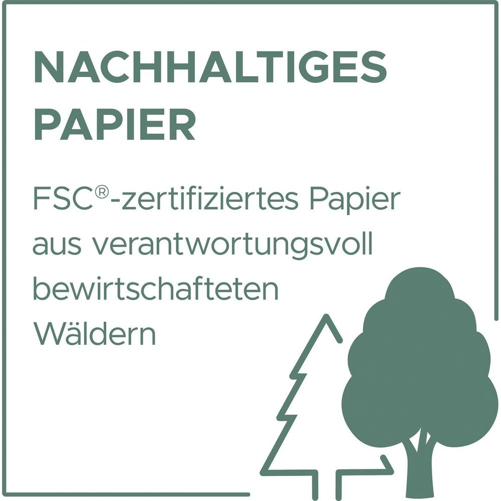 Nachhaltiges Papier, FSC-zertifiziert, aus Wäldern mit verantwortungsvoller Bewirtschaftung.