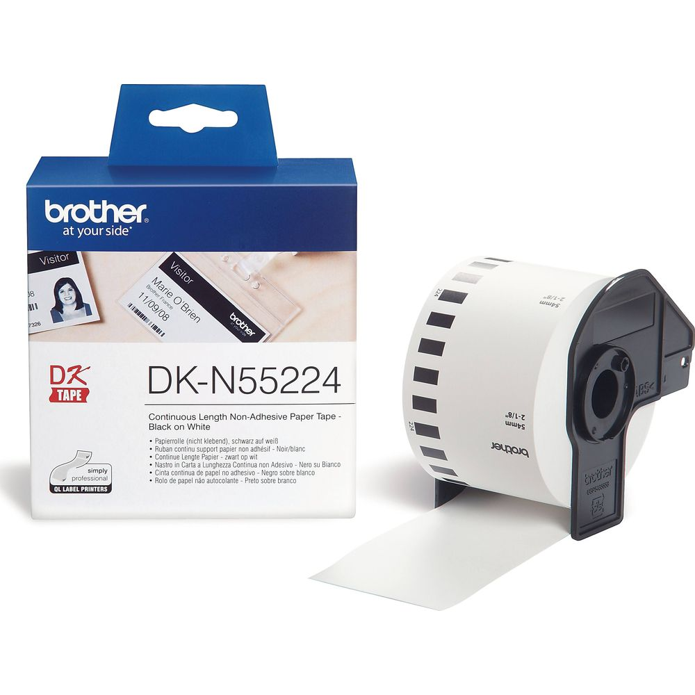 Rotolo nastro continuo Brother DK-N55224, nero su bianco, con scatola.