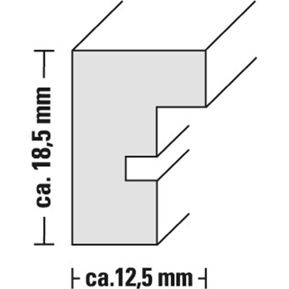 Grauer Querschnitt mit Maßen 18,5 mm und 12,5 mm.