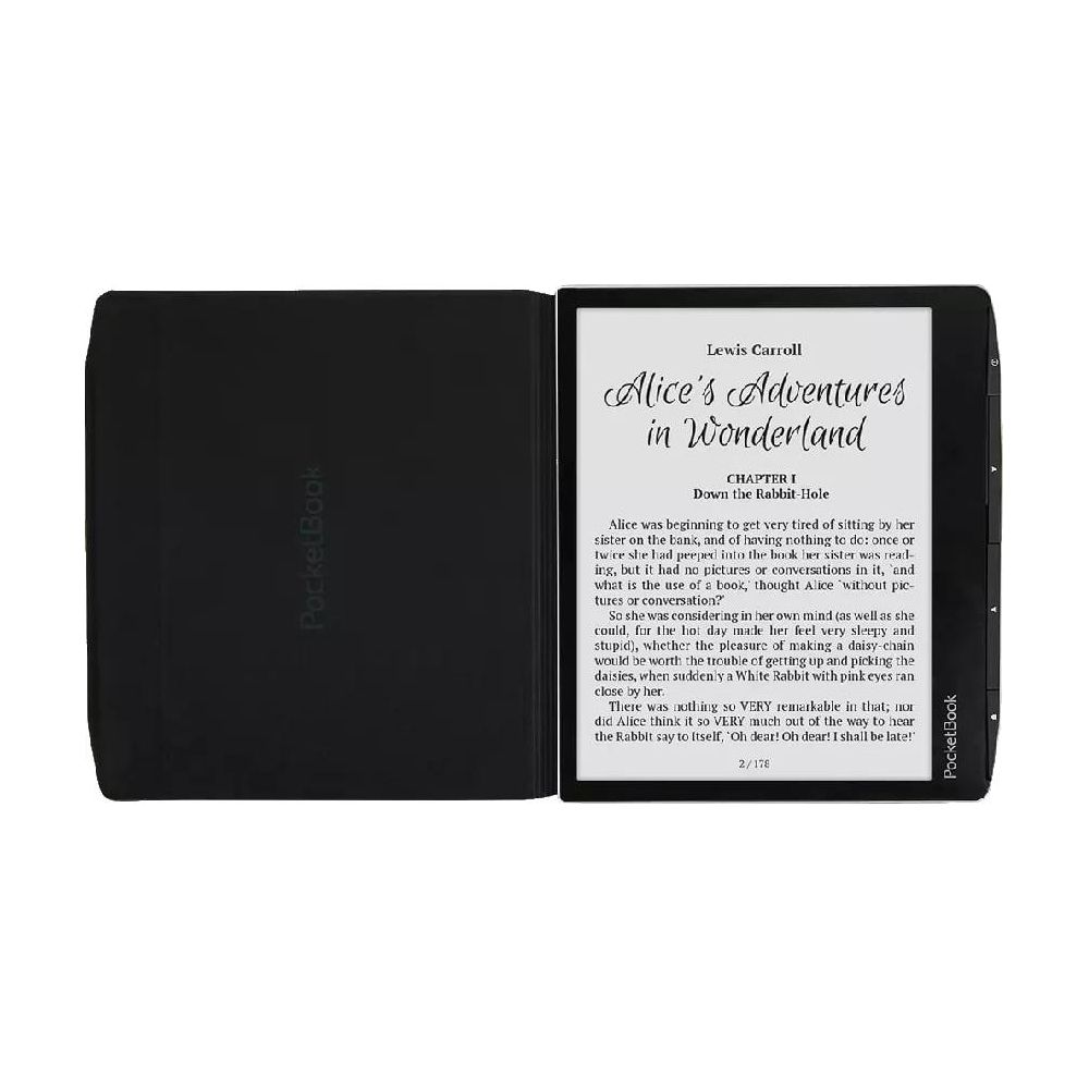 Un e-reader muestra Alicia en el País de las Maravillas de Lewis Carroll.
