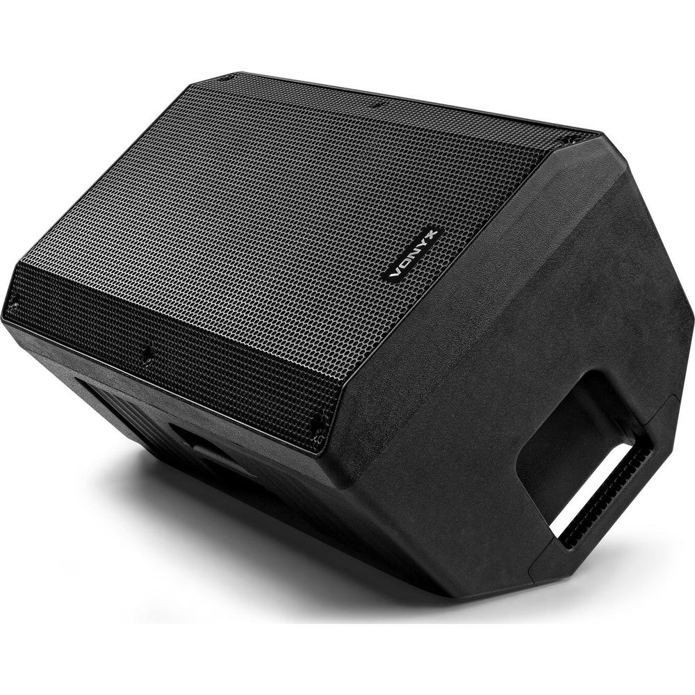 Altavoz negro con logo VONYX en la rejilla, sobre fondo blanco.