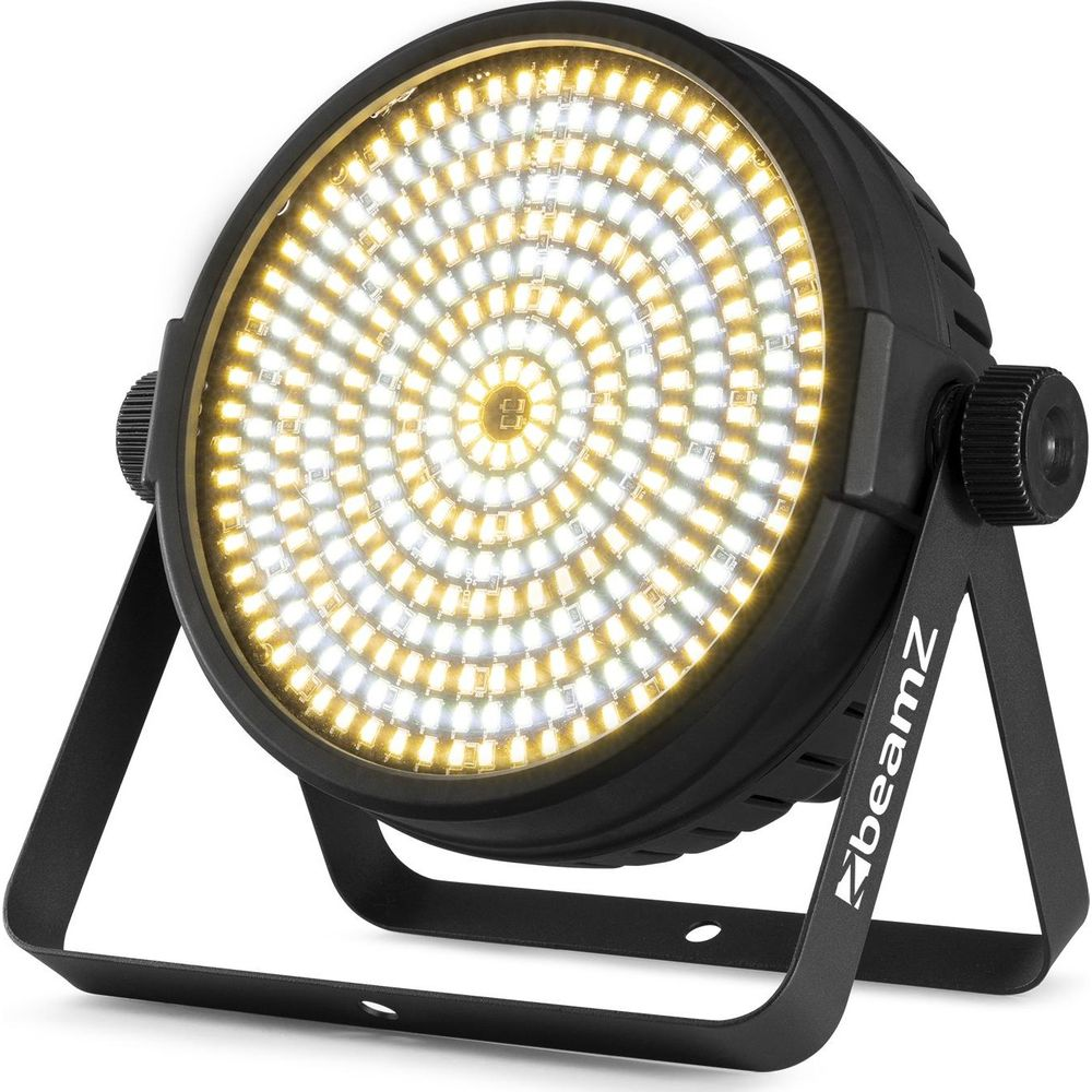 Un foco negro redondo con muchos LEDs que emiten luz brillante.