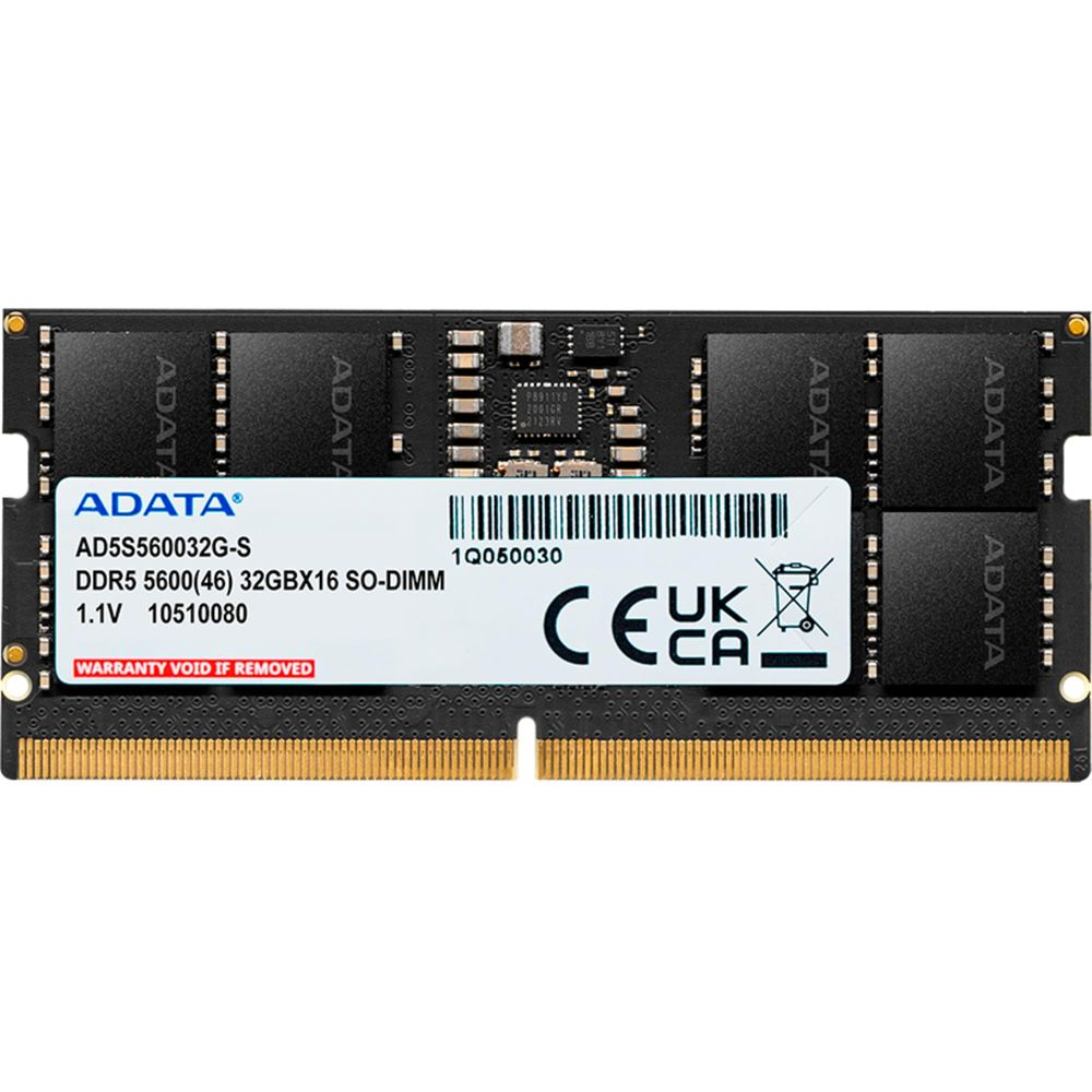 Modulo RAM SO-DIMM ADATA DDR5 da 32GB con certificazione CE e UKCA.