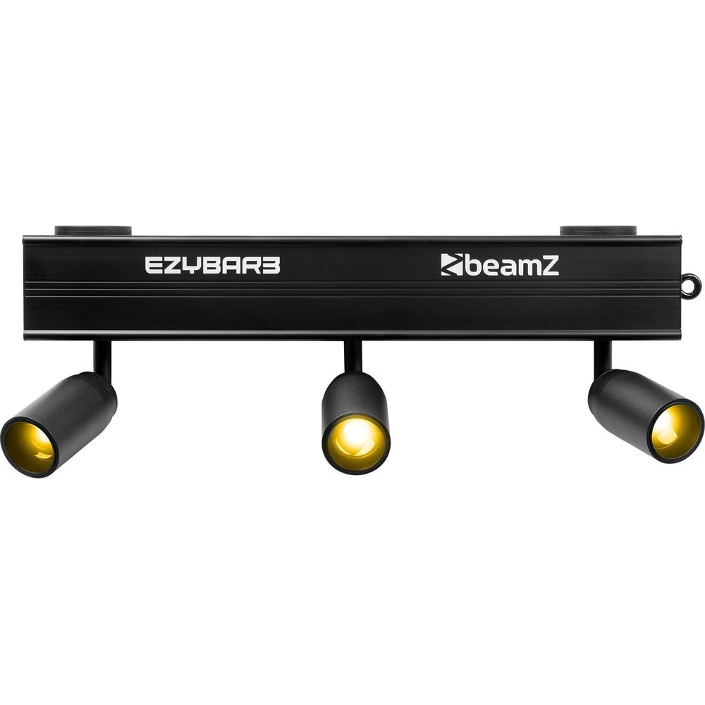 Una barra negra con tres luces que emiten luz amarilla.