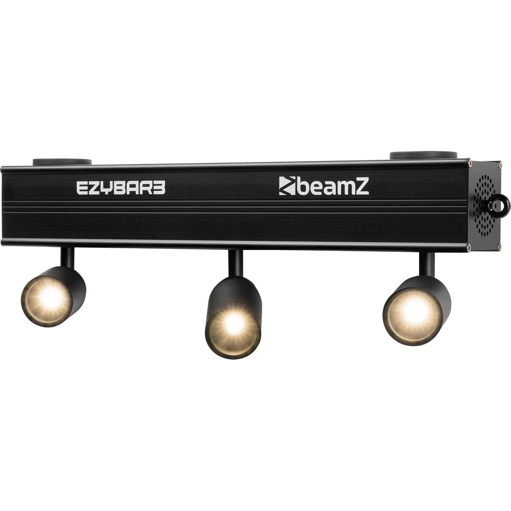 Una barra negra con tres luces y el nombre de la marca "beamZ".