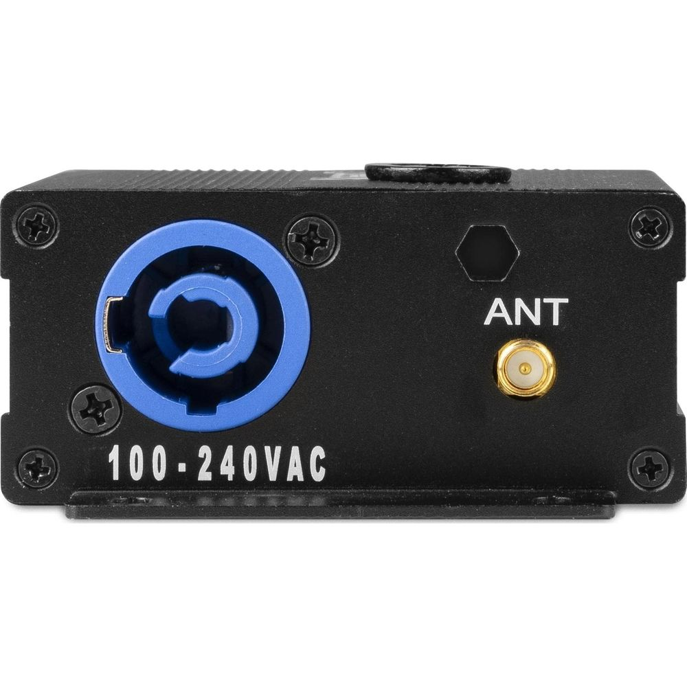 Carcasa negra con conector azul y etiqueta ANT.
