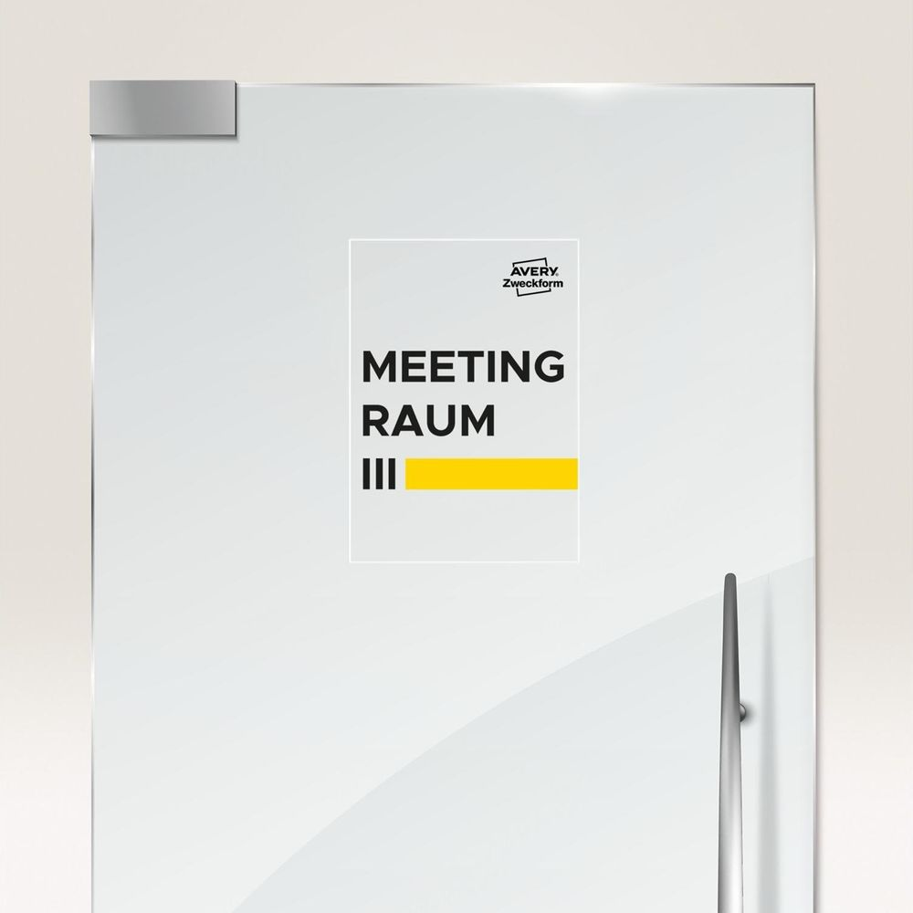 Tür mit Schild 'Meeting Raum III' und Logo von Avery Zweckform.