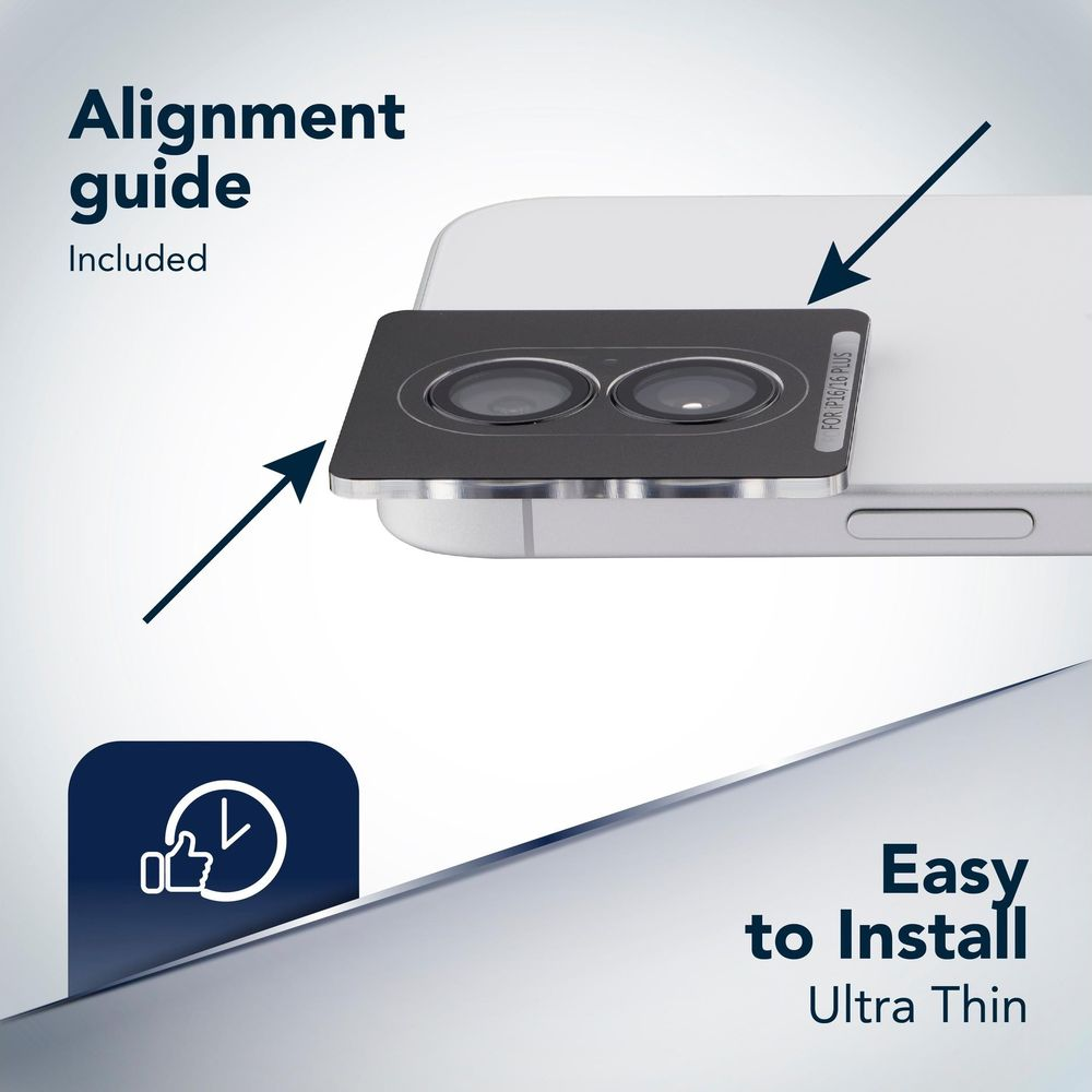 Guida allineamento per protezione lente fotocamera iPhone 15 Pro Max.