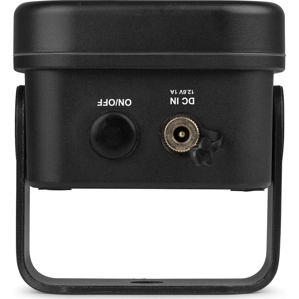 Carcasa negra con interruptor ON/OFF y puerto DC IN (12,6V 1A).