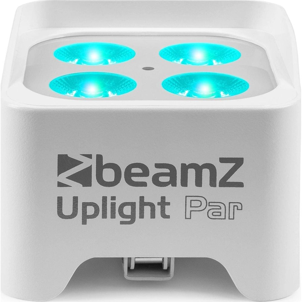 Luz blanca Uplight Par con cuatro LEDs azules en la parte superior.