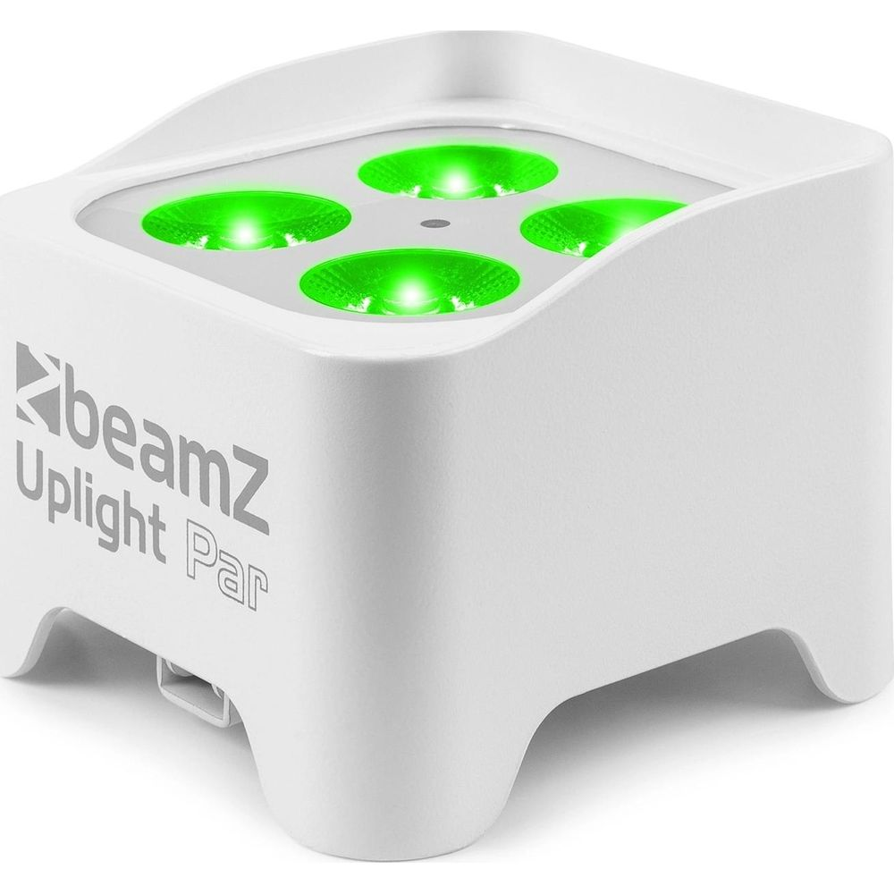 Luz Uplight Par blanca con cuatro LEDs verdes.