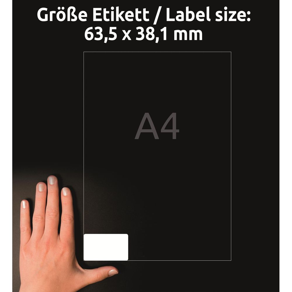 Eine Hand liegt neben einem Blatt Papier mit "A4" und Aufklebern.