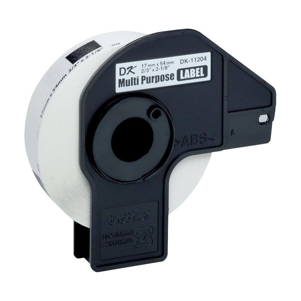 Cartuccia nastro etichette nera con rotolo bianco, etichetta multiuso DK-11204.