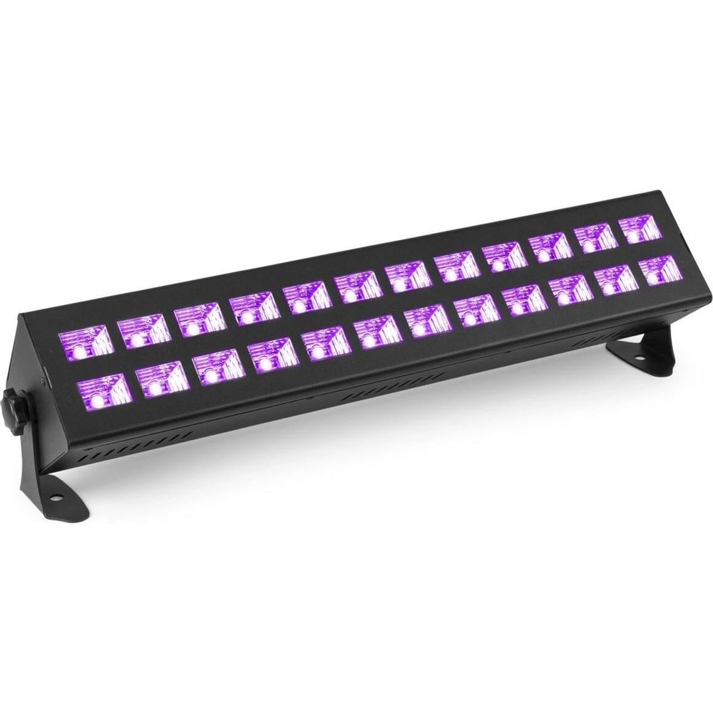 Barra de LED UV negra con 24 luces en dos filas.