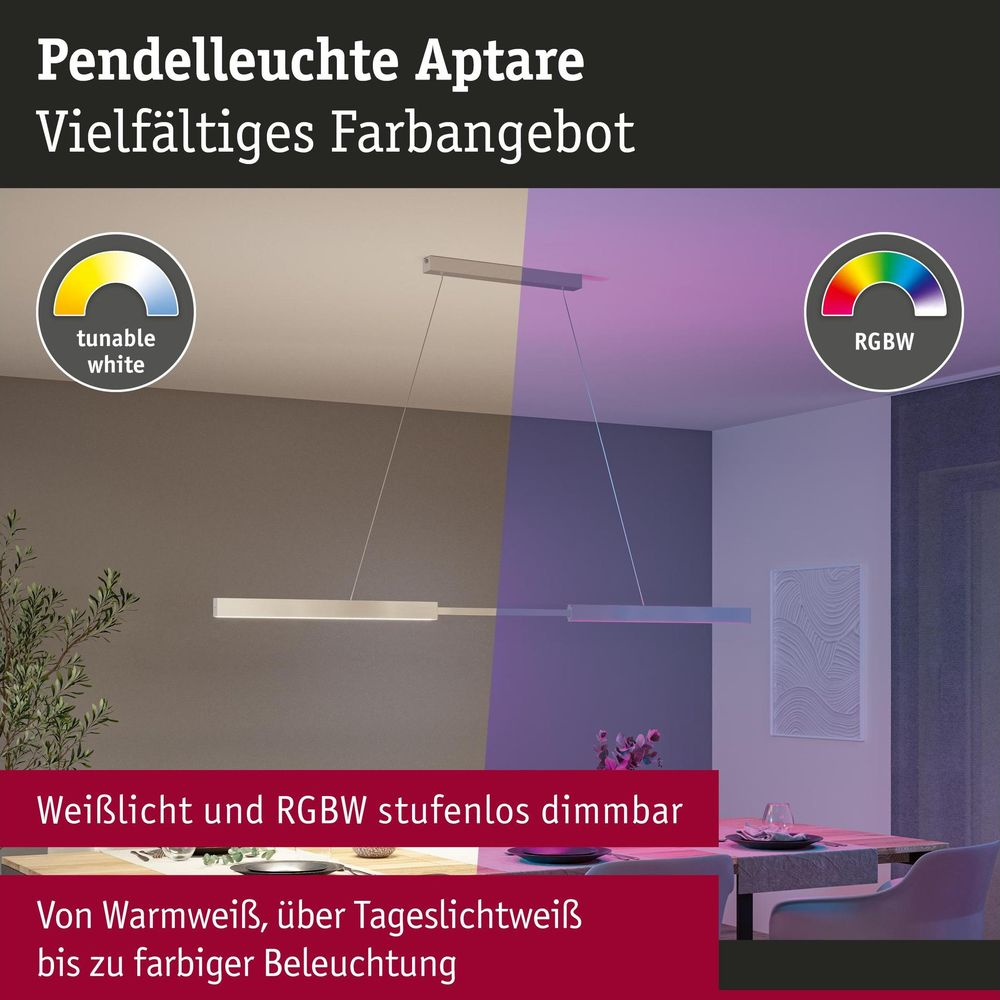 Un plafonnier moderne présente des options de blanc réglable et de couleurs RVBW.