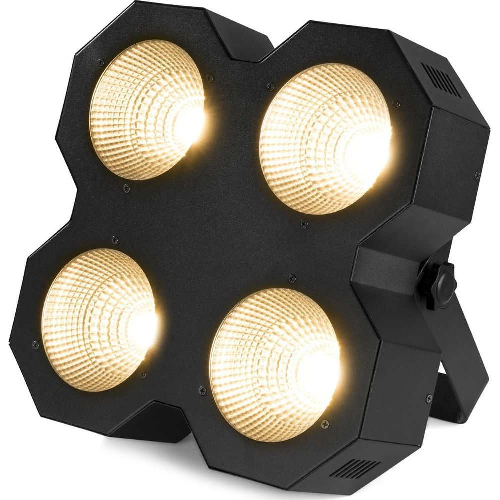 Foco negro octogonal con cuatro luces redondas y brillantes.