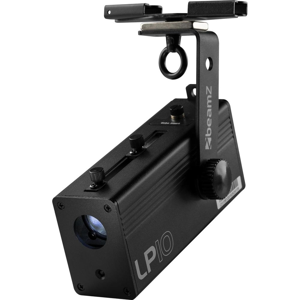 Proyector BeamZ LPIO negro con soporte de montaje y controles.
