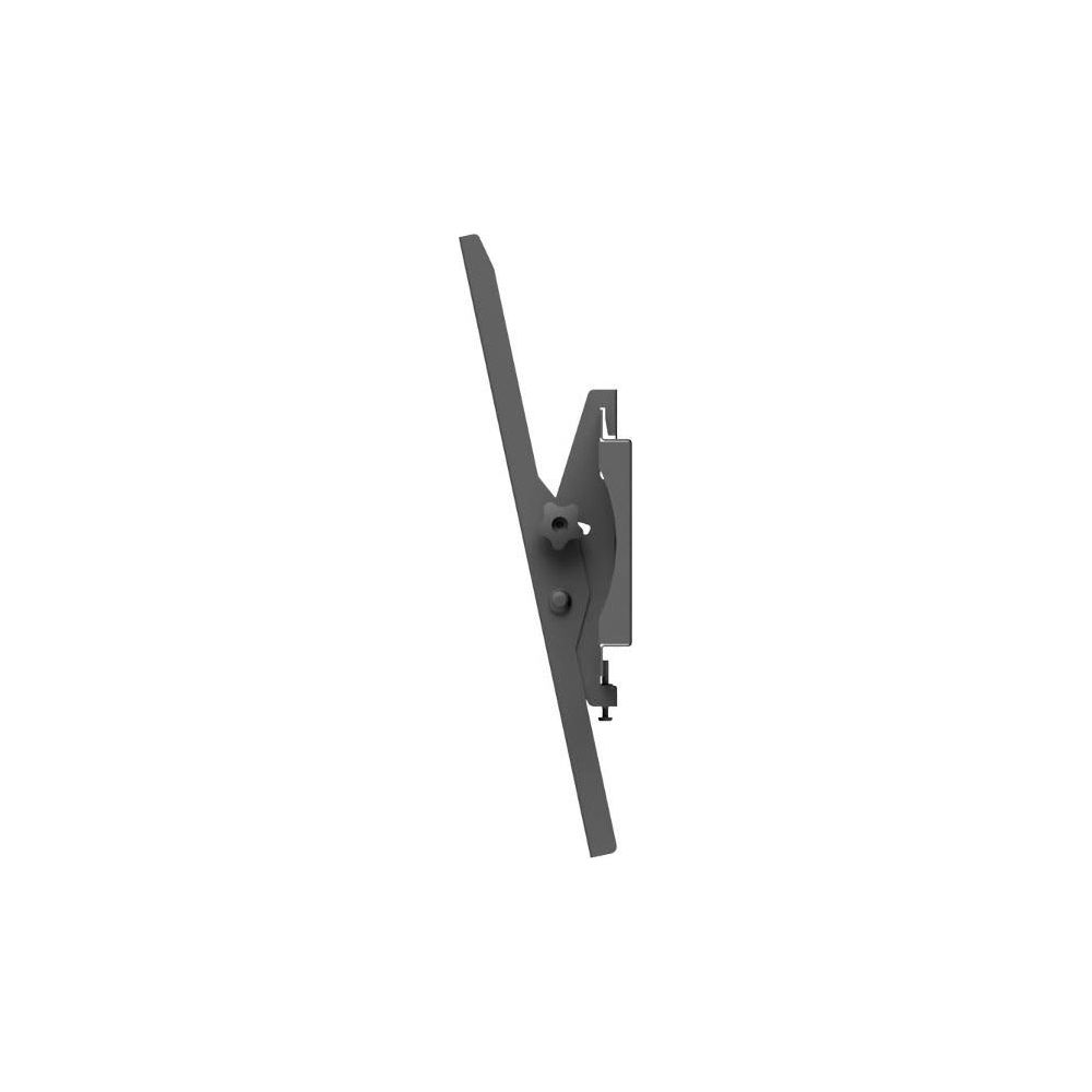 Grauer Fernsehhalter mit verstellbarem Arm und Gelenk.