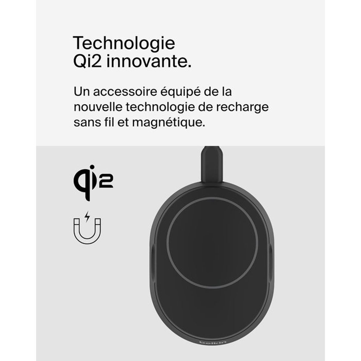 Schwarzer Qi2 Ladeadapter mit Magnettechnologie.