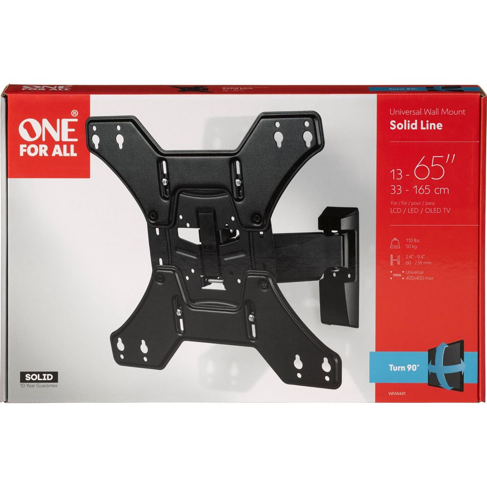 Soporte pared TV negro One For All para pantallas de 33-165 cm.