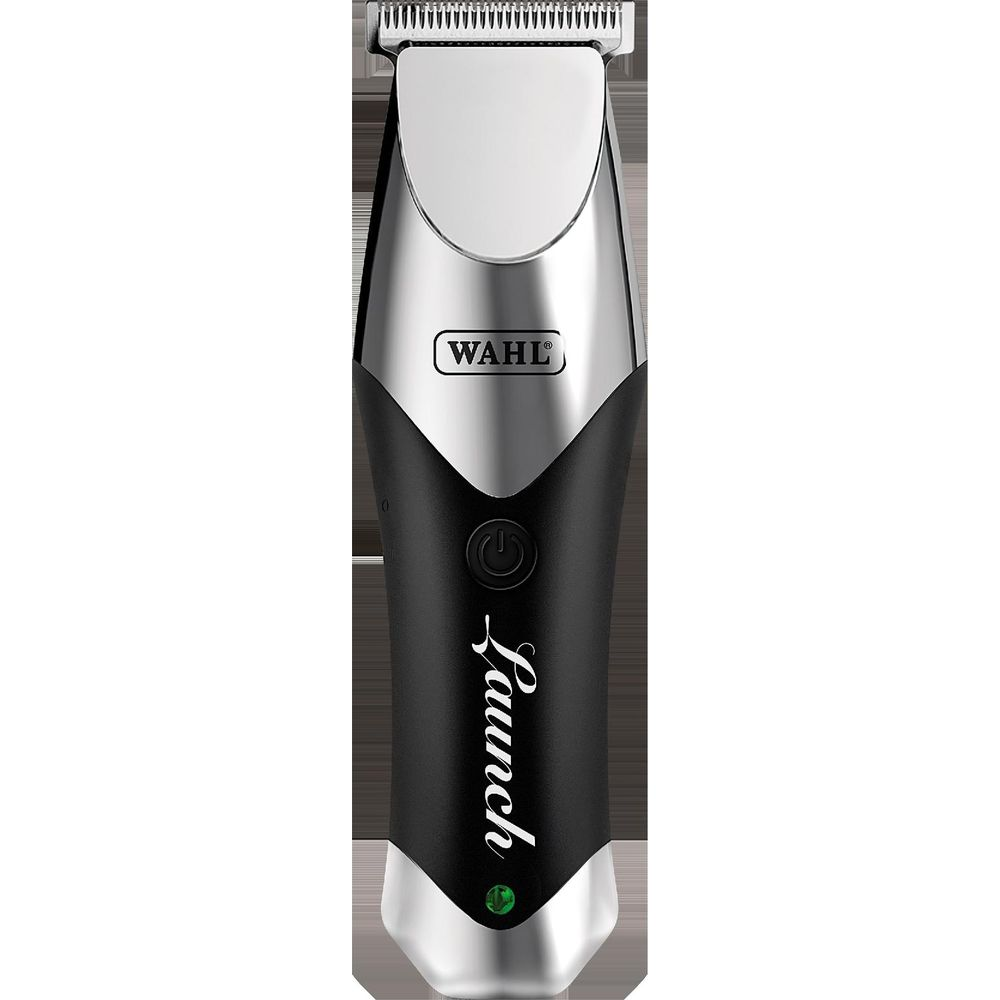 Czarno-srebrna maszynka do strzyżenia włosów Wahl z napisem "Launch".