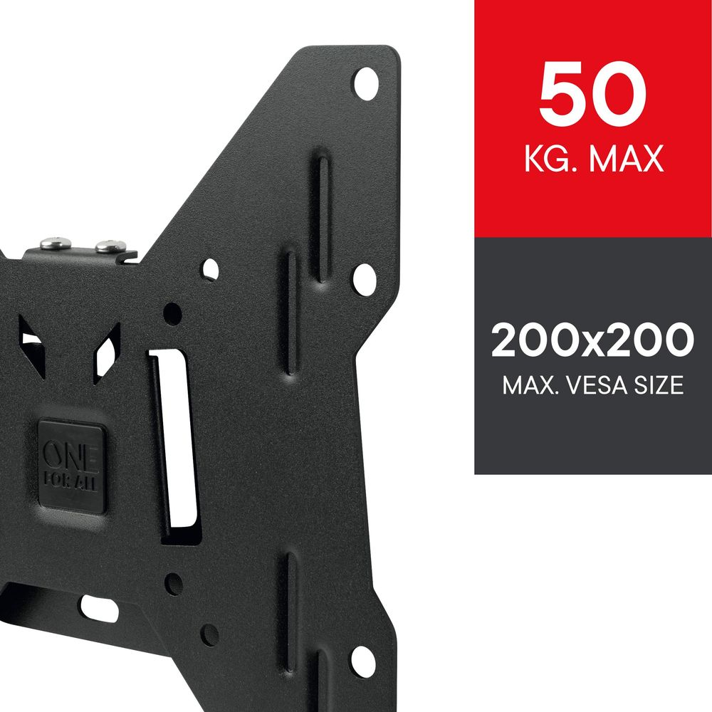 Support mural TV noir VESA 200x200, max 50 kg.