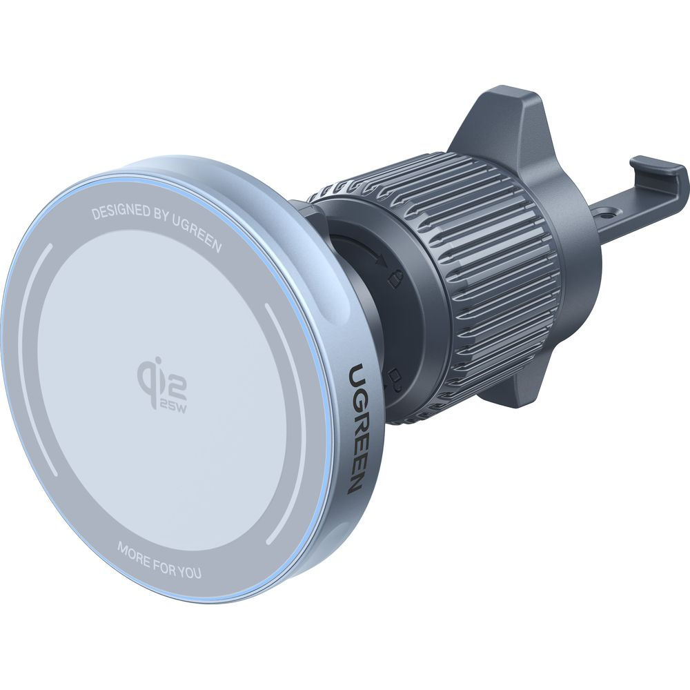 Szary uchwyt na telefon UGREEN z ładowarką Qi i mechanizmem regulacji.