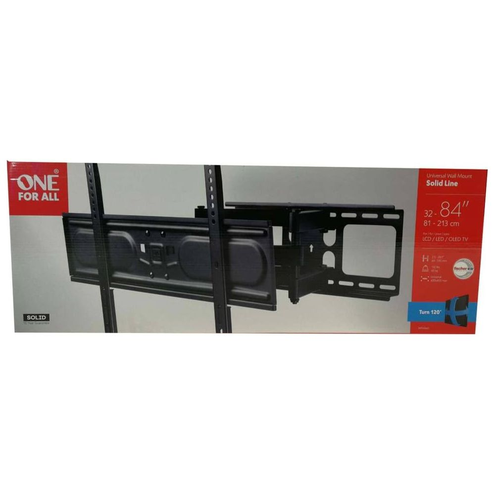 Universal wall mount for 32-84 inch TVs, black, turnable 120 degrees.