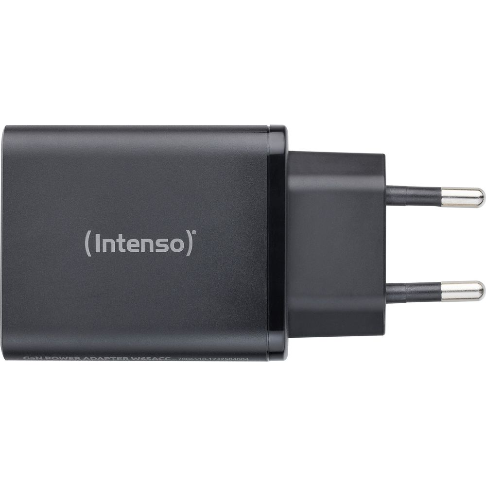 Adattatore di corrente Intenso nero con due pin metallici.