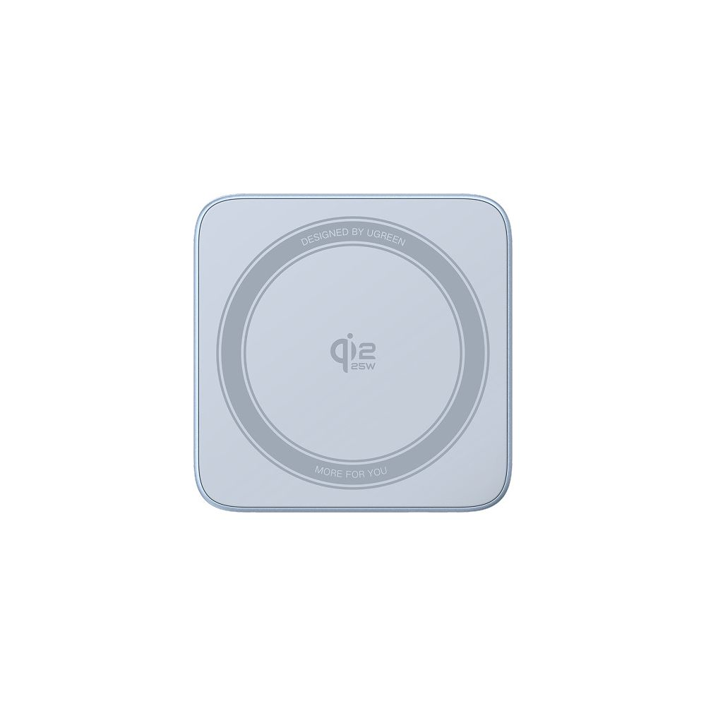 Jasnoniebieska ładowarka bezprzewodowa z logo UGREEN i oznaczeniem 25W.
