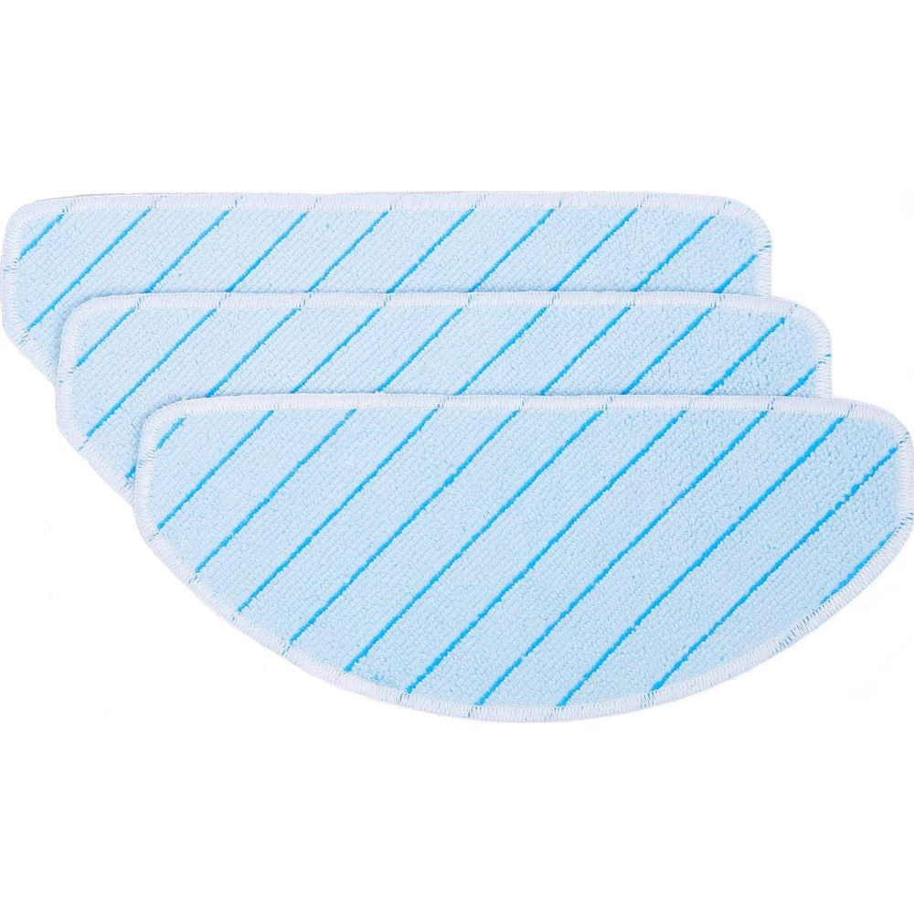 Drei hellblaue Wischmopp-Aufsätze mit blauen Streifen liegen übereinander.