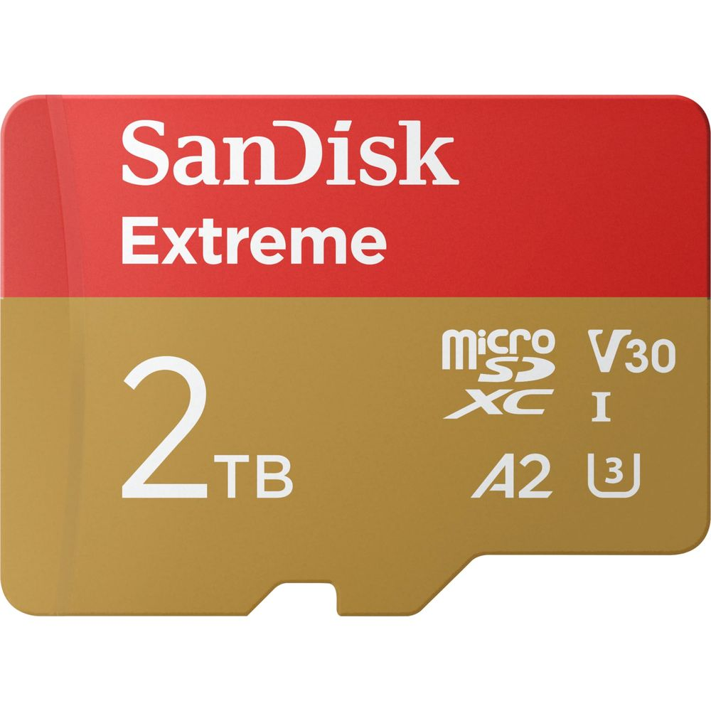 Tarjeta de memoria SanDisk Extreme 2TB microSDXC con clasificación V30 A2.