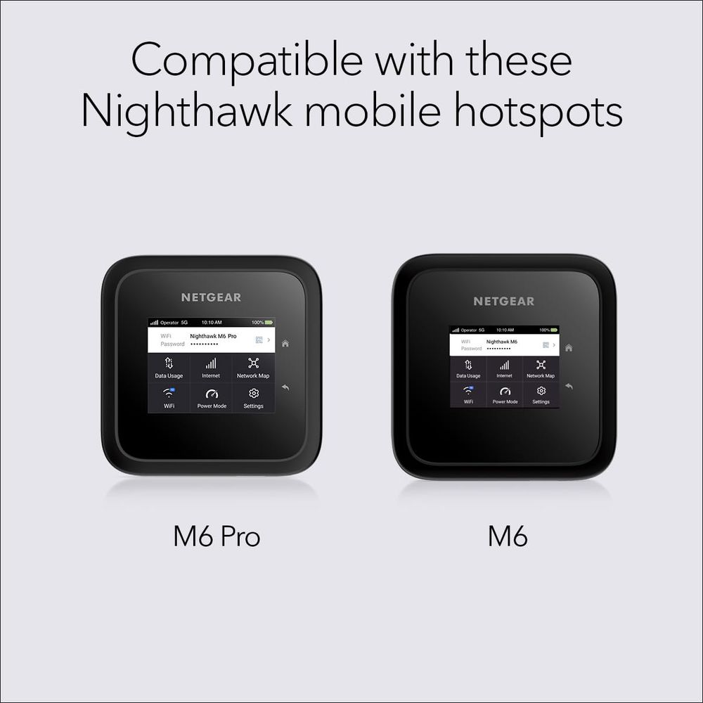 Due hotspot mobili Netgear Nighthawk M6 Pro e M6 su sfondo bianco.
