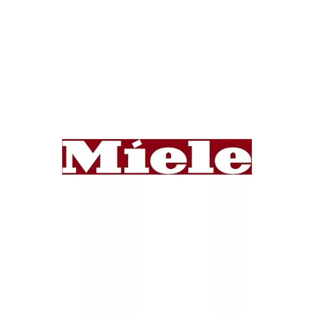 Il logo Miele è in lettere bianche su sfondo rosso.