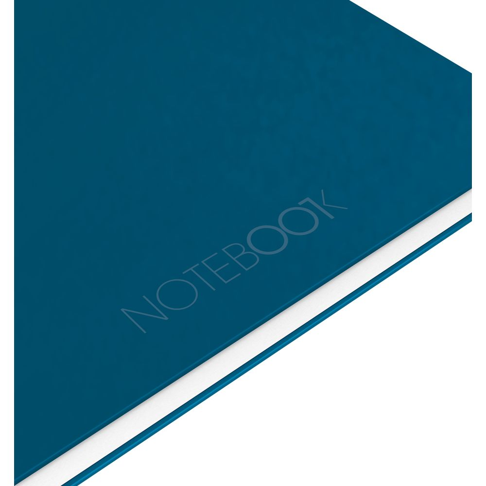 Ein blauer Notizblock mit der Aufschrift „NOTEBOOK“ in silberner Schrift.