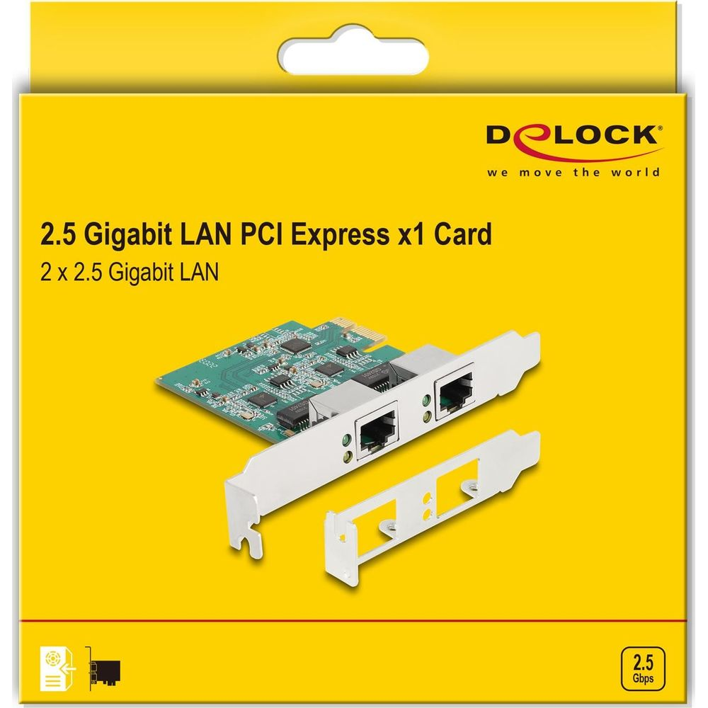 Delock 2.5 Gigabit LAN PCI Express x1 Karte mit zwei Anschlüssen.