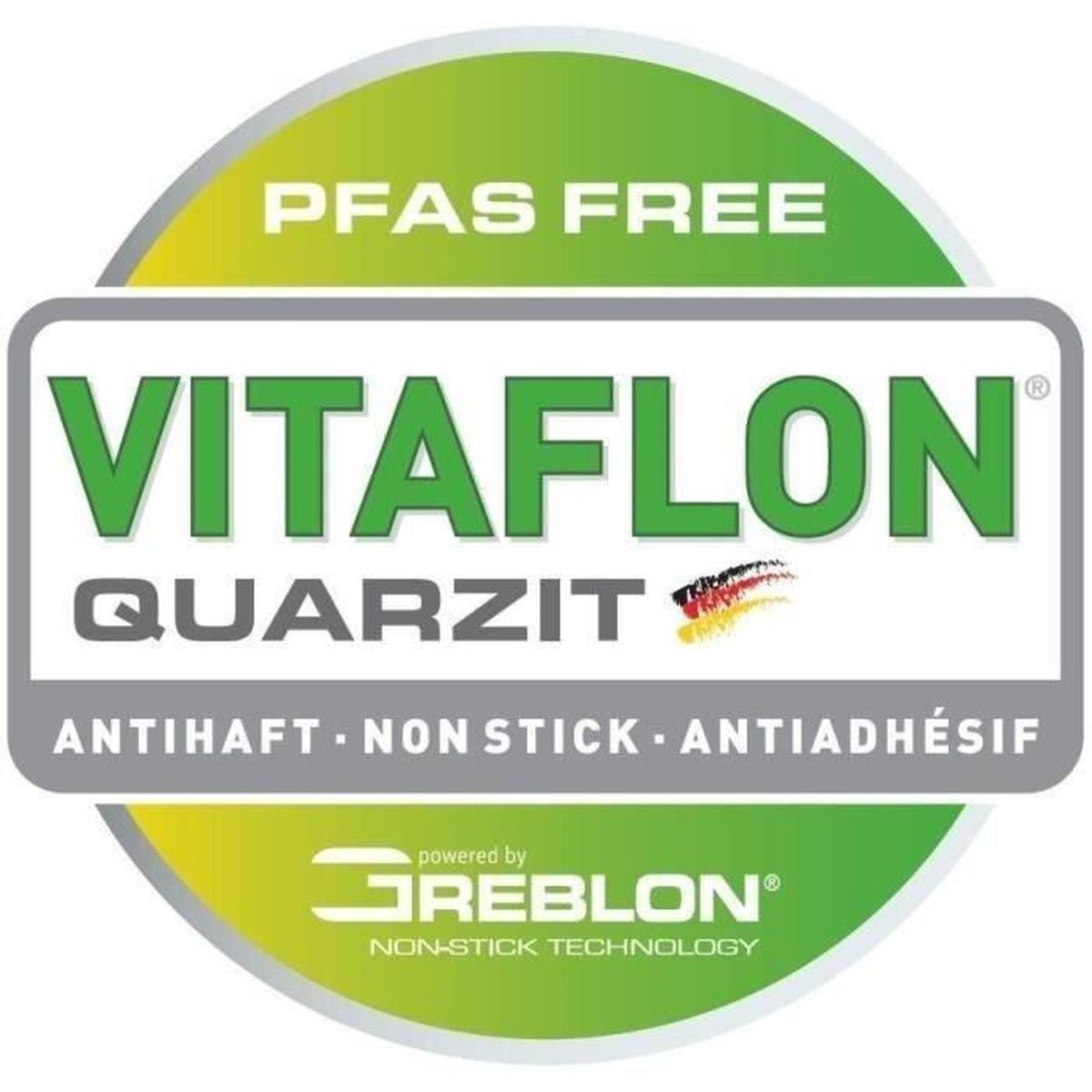 VITAFLON QUARZIT: PFAS-frei, antihaft, kein Anhaften, antihaft.