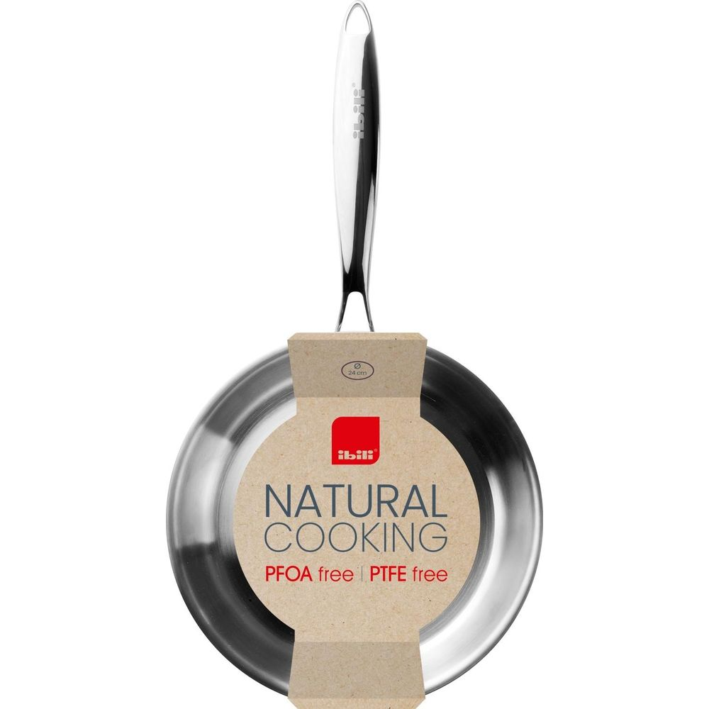 Edelstahlpfanne mit Griff, 24 cm Durchmesser, "Natural Cooking"