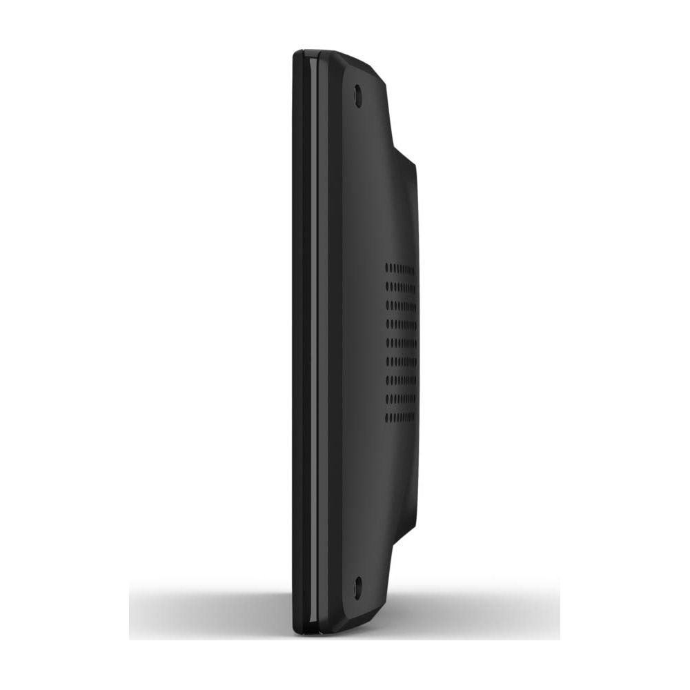 Czarny, cienki monitor, widok z boku z otworami wentylacyjnymi.