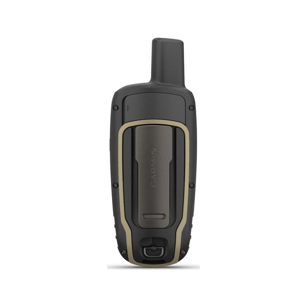 Dispositivo Garmin nero con centro grigio e finiture beige.