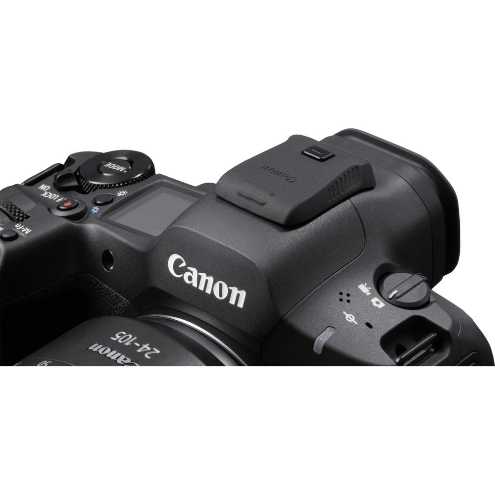 Zbliżenie czarnego aparatu Canon z obiektywem. Skupienie na logo.