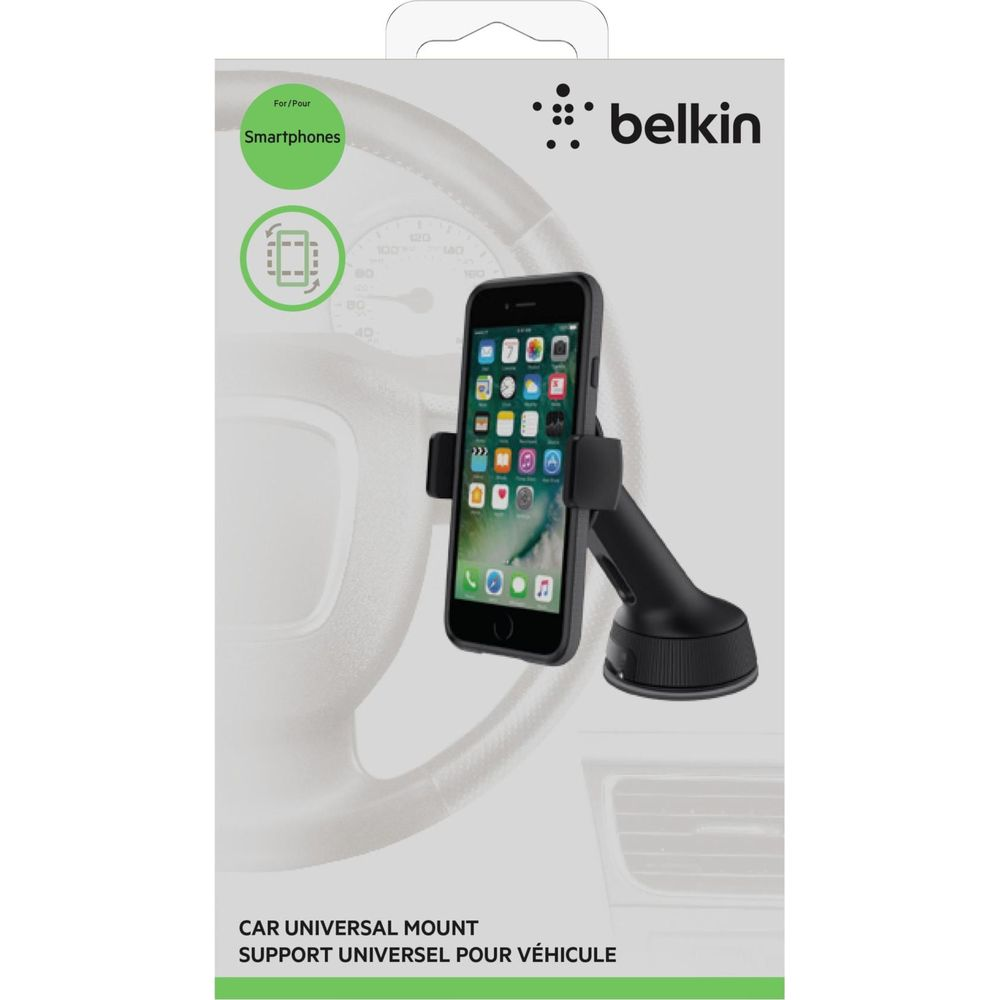 Belkin Handyhalterung für Autos mit Smartphone auf dem Armaturenbrett eines Autos.