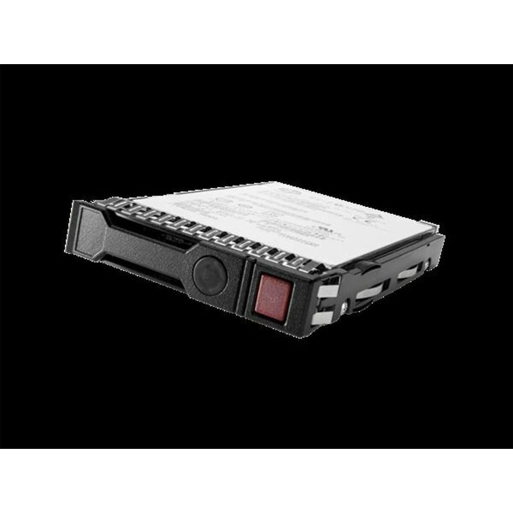 Un carrello nero per hard disk del computer con pulsante rosso ed etichette.