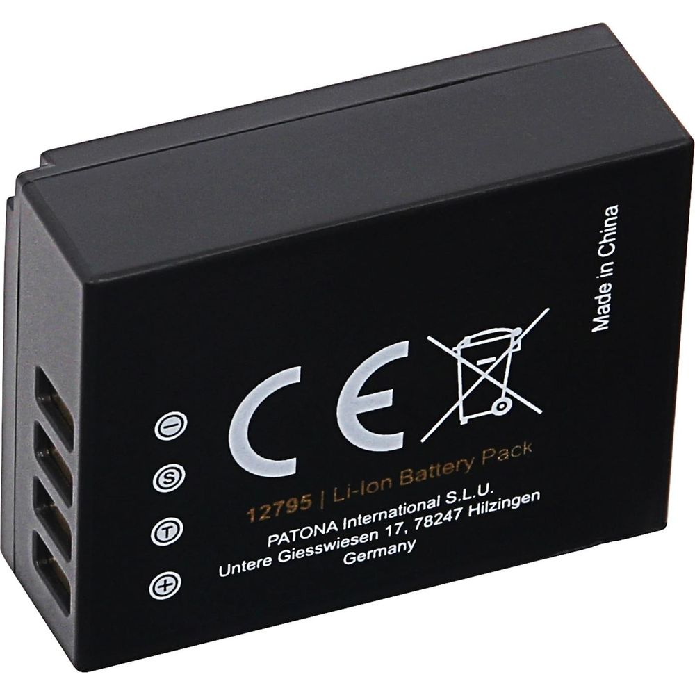 Batteria nera con marchio CE, "Made in China" e dettagli produttore.