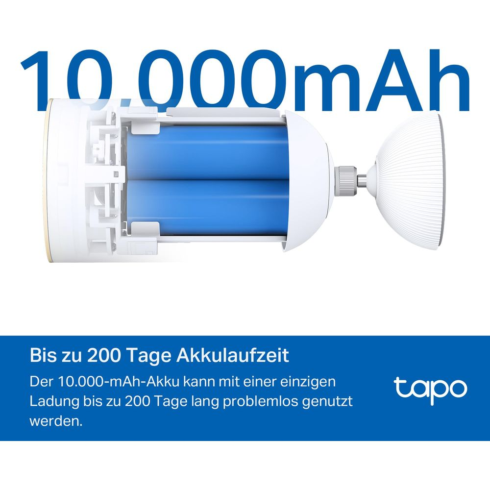 A 10,000mAh battery with two blue cells. Long-lasting.