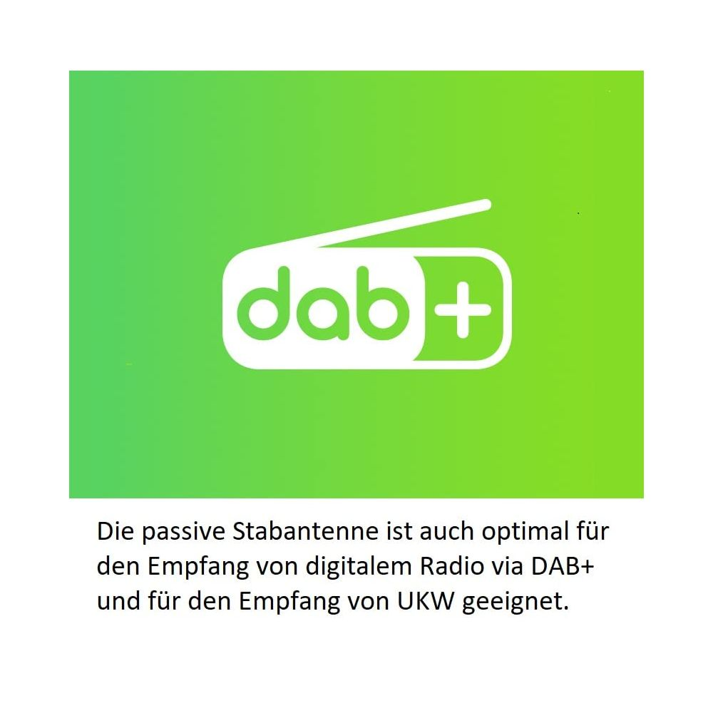 Zielone tło z logo DAB+ i tekstem.