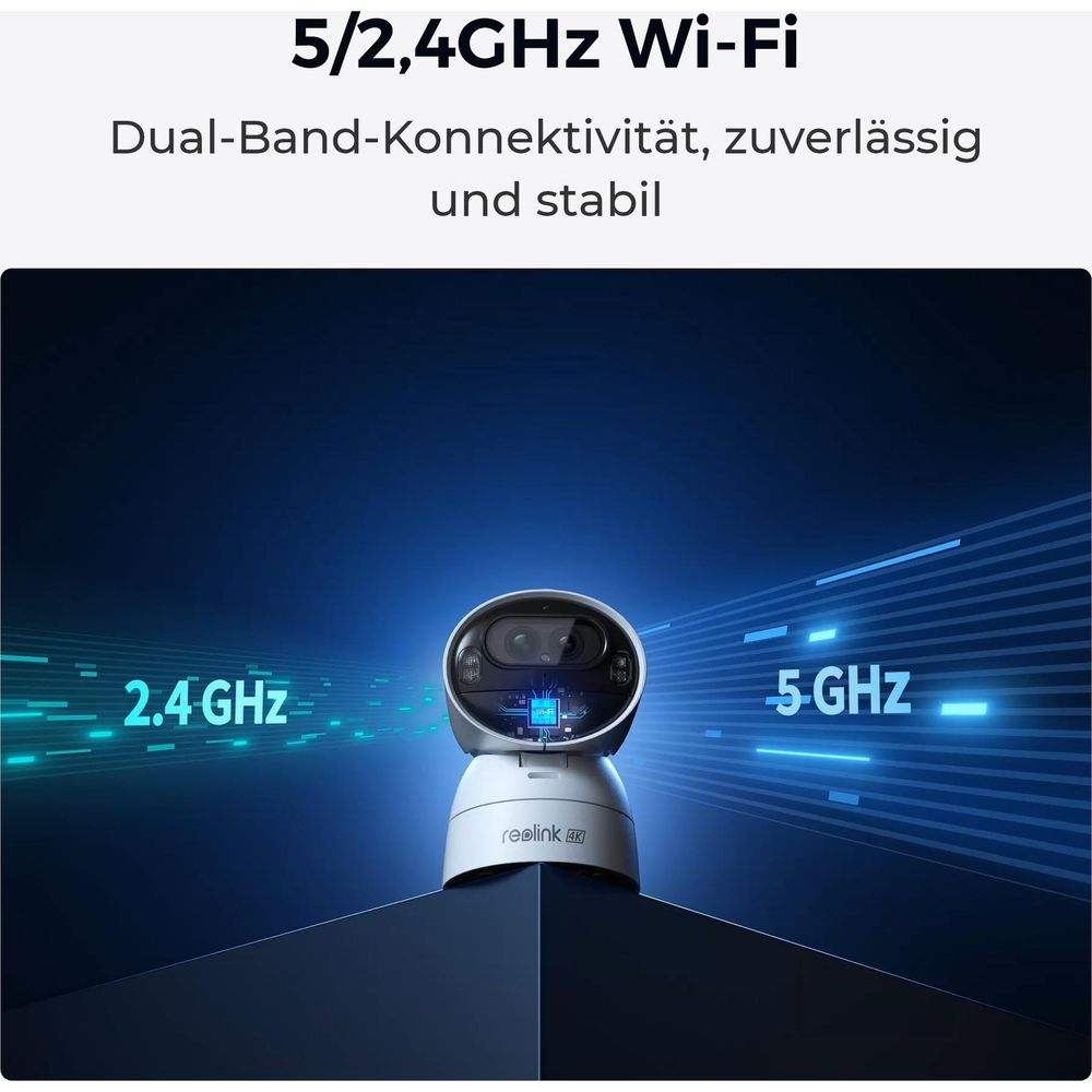 Ein weißer WLAN-Router mit 2,4 und 5 GHz Verbindungen.